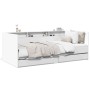 Divano Letto con Cassetti Bianco 90x190 cm in Legno Multistrato