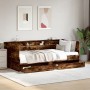 Divano Letto con Cassetti Rovere Fumo 75x190 cm Multistrato