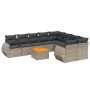 Set Divano da Giardino 10 pz con Cuscini Grigio in Polyrattan