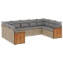 Set Divano da Giardino 9 pz con Cuscini Beige in Polyrattan