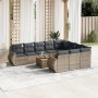 Set Divani da Giardino 11 pz con Cuscini in Polyrattan Grigio