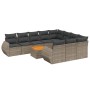 Set Divani da Giardino 11 pz con Cuscini in Polyrattan Grigio