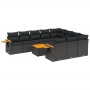 Set Divani da Giardino 11 pz con Cuscini in Polyrattan Nero