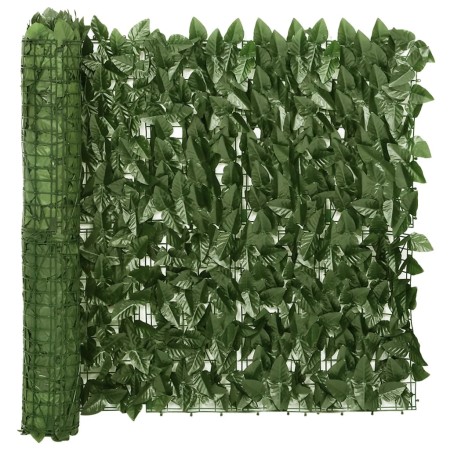 Paravento da Balcone con Foglie Verde Scuro 200x75 cm