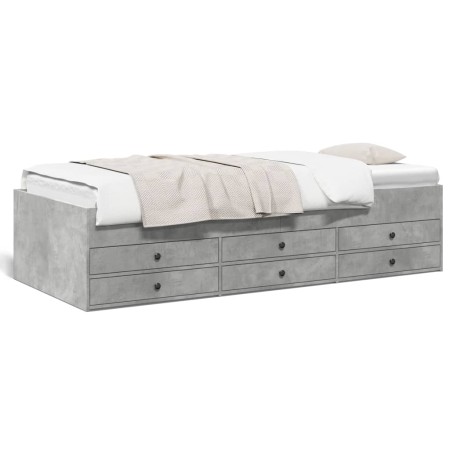 Divano Letto con Cassetti Grigio Cemento 75x190 cm Multistrato