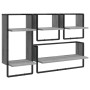 Set Mensole Parete con Aste 4pz Grigio Sonoma Legno Multistrato