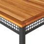 Tavolo da Giardino Nero 180x90x75 cm Polyrattan e Legno Acacia