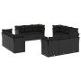 Set Divani da Giardino 12 pz con Cuscini Nero in Polyrattan