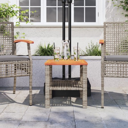 Tavolo da Giardino Grigio 40x40x42 cm Polyrattan e Legno Acacia