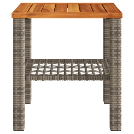 Tavolo da Giardino Grigio 40x40x42 cm Polyrattan e Legno Acacia