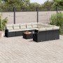 Set Divani da Giardino 12 pz con Cuscini Nero in Polyrattan