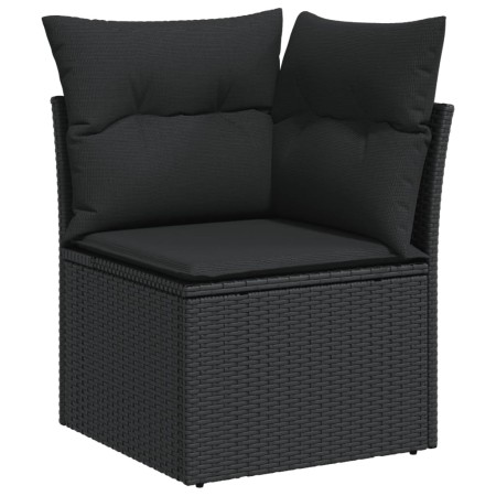 Set Divani da Giardino 10pz con Cuscini in Polyrattan Nero