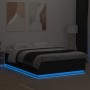 Giroletto con Luci LED Nero 160x200 cm in Legno Multistrato