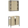 Set Mobili da Bagno 2 pz Rovere Sonoma in Legno Multistrato