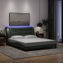 Giroletto con Luci LED Grigio Scuro 160x200 cm in Tessuto