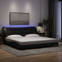 Giroletto con Luci LED Nero 200x200 cm in Tessuto