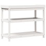 Tavolo Invaso con Ripiani Bianco 108x45x86,5 cm Massello Pino