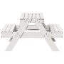 Tavolo Picnic per Bambini Bianco 88x97x52cm Legno Massello Pino