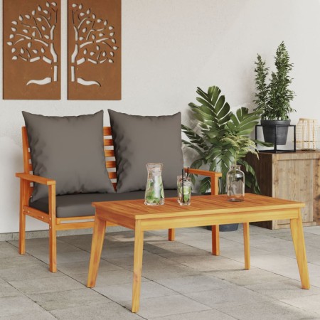 Set da Giardino con Cuscino in Legno Massello di Acacia