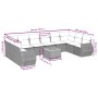 Set Divani da Giardino 11 pz con Cuscini in Polyrattan Grigio