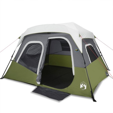 Tenda Famiglia con LED 6 Persone Verde Chiaro Rilascio Rapido