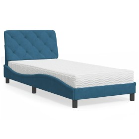 Letto con Materasso Blu 80x200 cm in Velluto