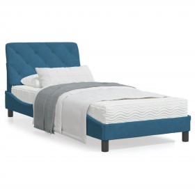 Letto con Materasso Blu 90x190 cm in Velluto