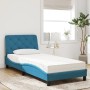 Letto con Materasso Blu 90x190 cm in Velluto