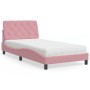 Letto con Materasso Rosa 100x200 cm in Velluto