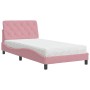 Letto con Materasso Rosa 100x200 cm in Velluto