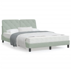 Letto con Materasso Grigio Chiaro 140x200 cm in Velluto