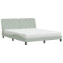 Letto con Materasso Grigio Chiaro 160x200 cm in Velluto