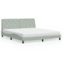 Letto con Materasso Grigio Chiaro 180x200 cm in Velluto