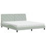 Letto con Materasso Grigio Chiaro 180x200 cm in Velluto