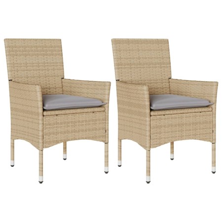 Sedie da Giardino con Cuscini 2 pz Beige in Polyrattan