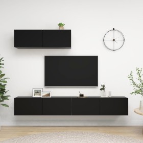 Mobili Porta TV 3 pz Neri in Legno Multistrato