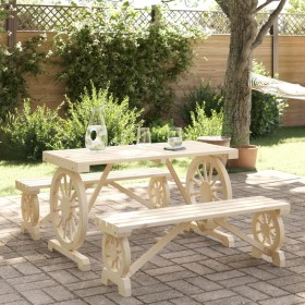 Set da Pranzo da Giardino 3 pz in Legno Massello di Abete