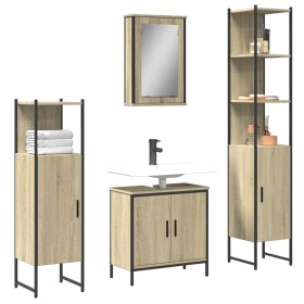 Set Mobili da Bagno 4 pz Rovere Sonoma in Legno Multistrato