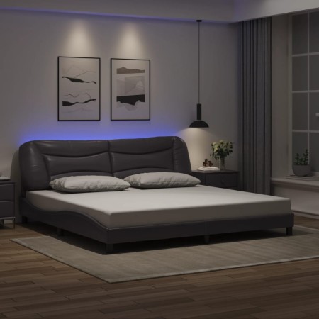 Giroletto con Luci LED Grigio 200x200 cm in Similpelle