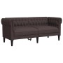Divano Chesterfield a 2 Posti Marrone Scuro in Tessuto