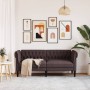 Divano Chesterfield a 2 Posti Marrone Scuro in Tessuto