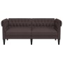 Divano Chesterfield a 2 Posti Marrone Scuro in Tessuto