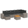 Set Divano da Giardino 8 pz con Cuscini Grigio in Polyrattan