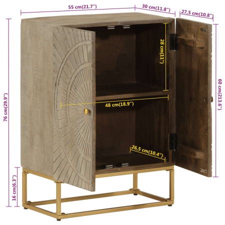 Credenza 55x30x76 cm in Legno Massello di Mango e Ferro