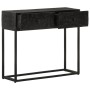 Tavolo Consolle Nero 90x30x76cm Legno Massello di Mango e Ferro