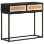 Tavolo Consolle Nero 90x30x76cm Legno Massello di Mango e Ferro