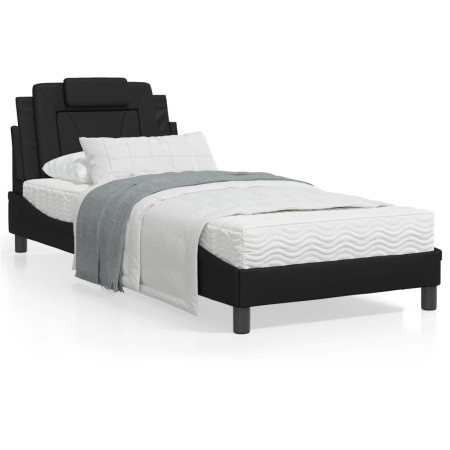 Letto con Materasso Nero 90x200 cm in Similpelle