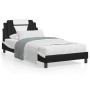 Letto con Materasso Nero e Bianco 100x200 cm in Similpelle