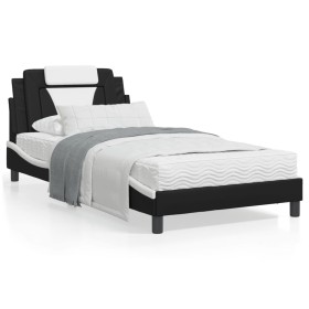 Letto con Materasso Nero e Bianco 100x200 cm in Similpelle