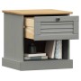Comodino VIGO Grigio 42x35x42 cm in Legno Massello di Pino